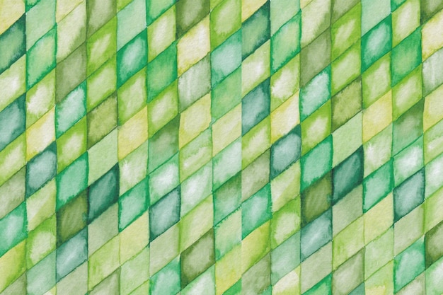 Vector watercolor background with rhombuses. green rhombuses pattern. geometric texture for fabric, textile, paper, wall. harlequin background.