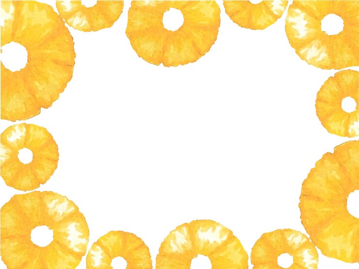 Vector watercolor background with sliced pineapples and copy space