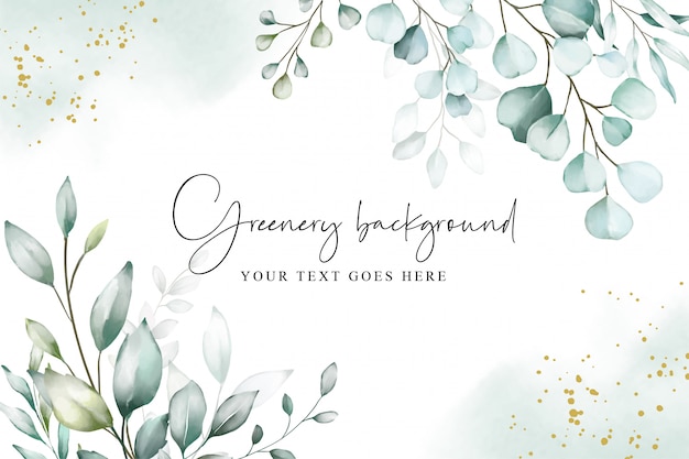 Vector watercolor on background with soft greenery