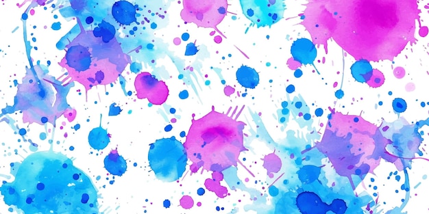 Watercolor background with specks of color Blue and purple scattered on a white background