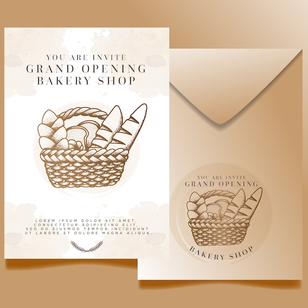 watercolor bakery shop grand opening invitation editable template