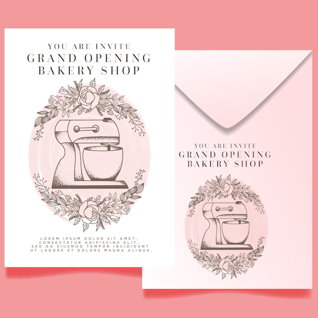 Watercolor bakery shop grand opening invitation editable template