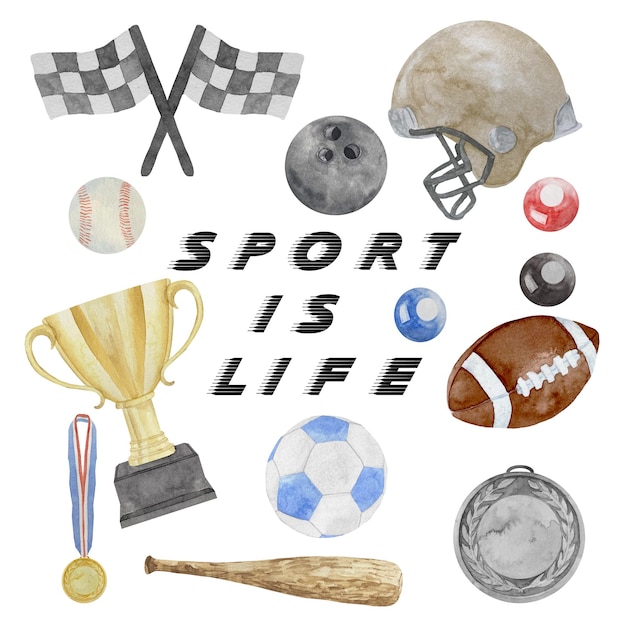 Watercolor Ball Sports Illustration Ball Sports Clipart Sport is life