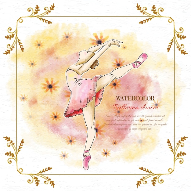 Vector watercolor ballerina dancer