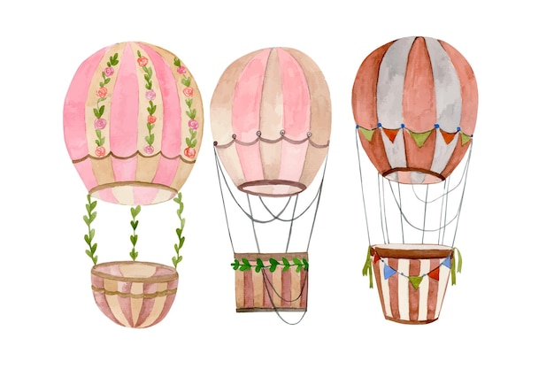 Watercolor balloons clipart set