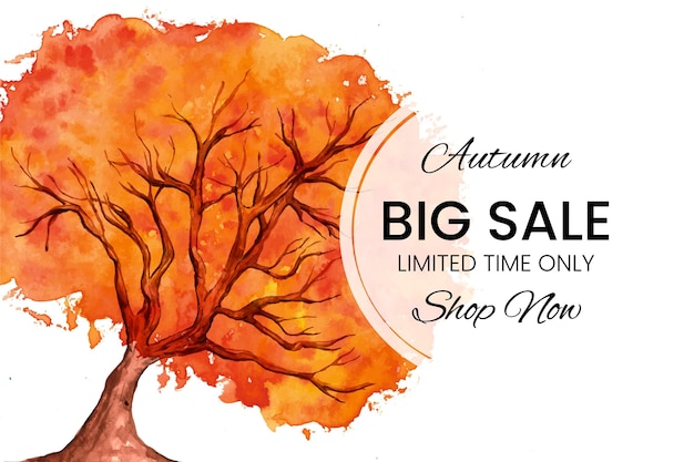 Watercolor banner autumn sale