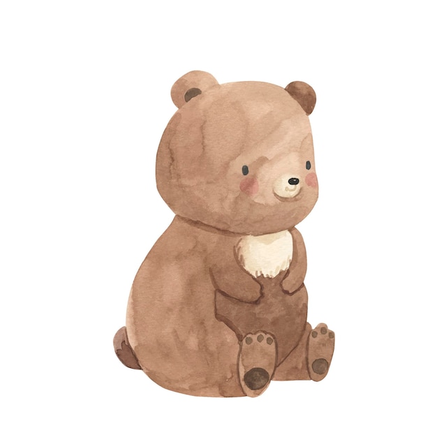 Watercolor bear illustration for kids