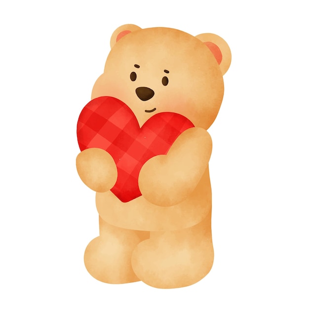 수채화 곰 발렌타인 데이 카드