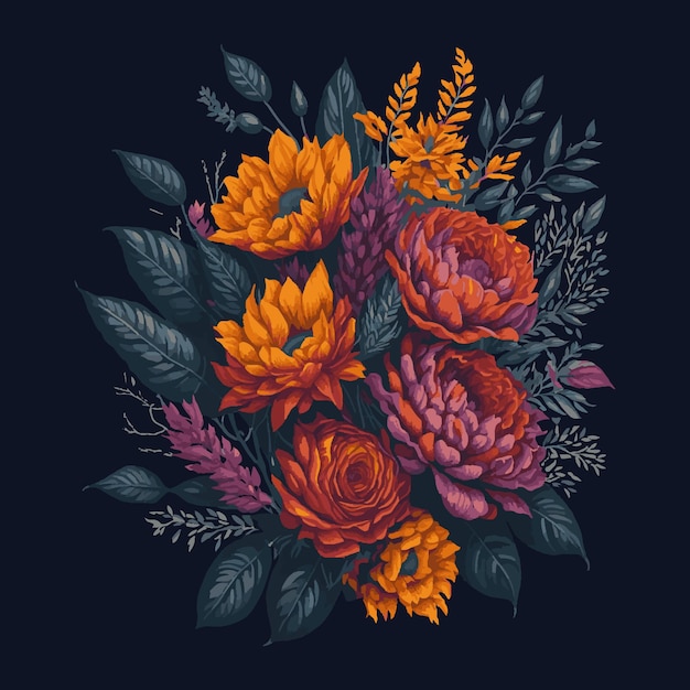 Vector watercolor beautiful floral