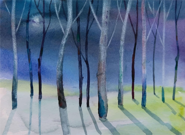 Vector watercolor beautiful hand drawn tree painting