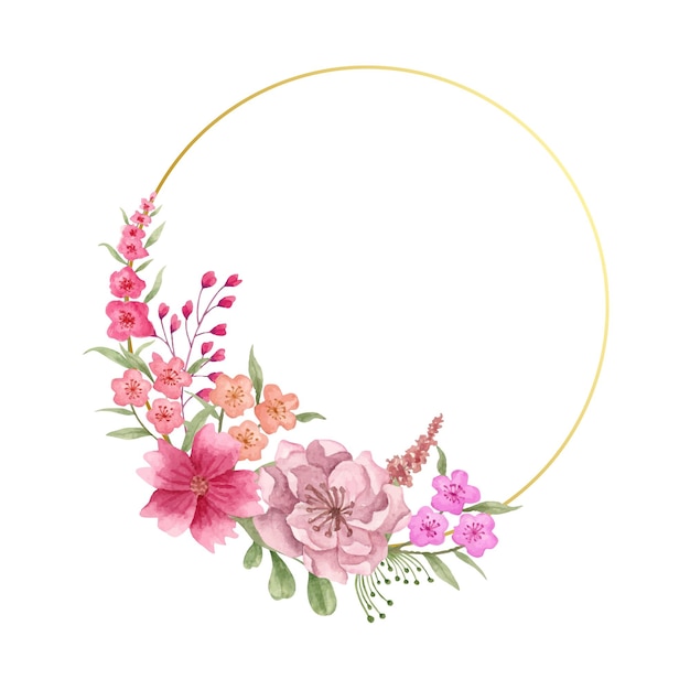 Watercolor beautiful lovely floral frame decoration