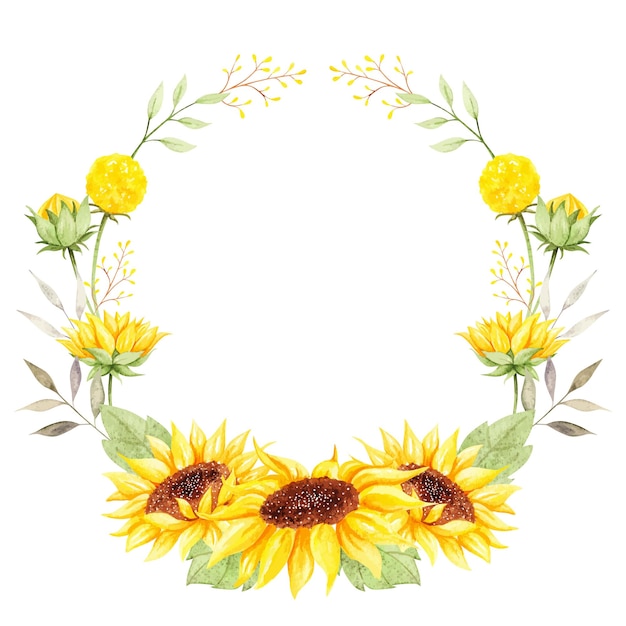 Vector watercolor   beautiful sunflower wreath