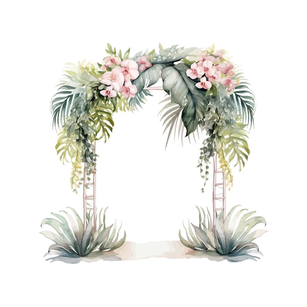 Watercolor beautiful wedding arch Vector illustration design