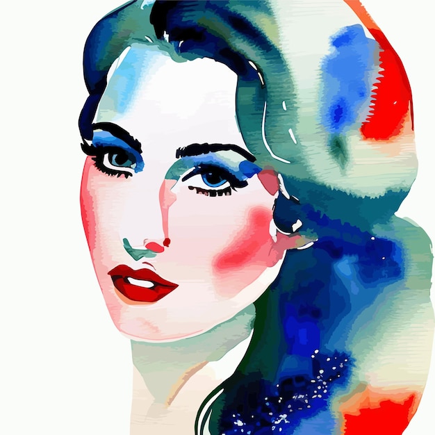 watercolor beauty face woman