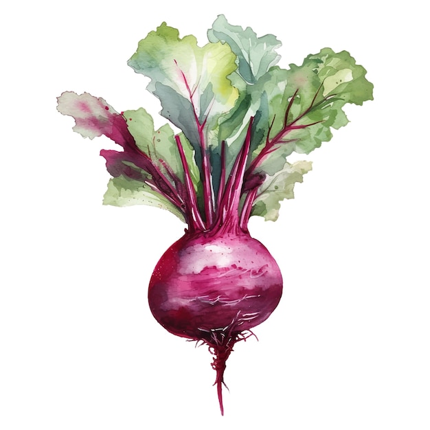 Watercolor Beetroot Illustration Handdrawn fresh food design element isolated on a white background