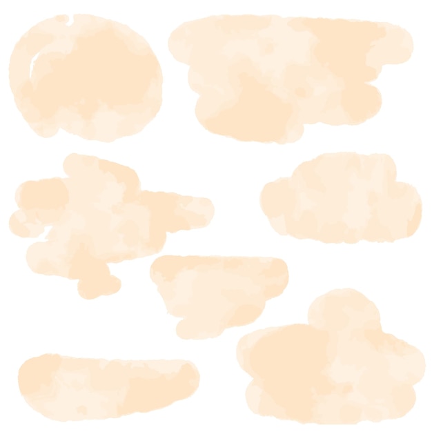 Watercolor beige spot set pastel splashes of paint in different shapes collection watercolor texture