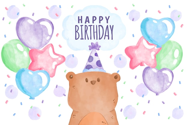 Vector watercolor birthday background theme