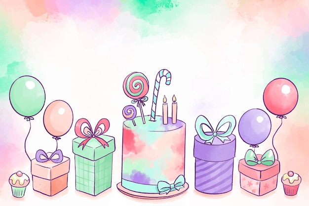 Watercolor birthday background