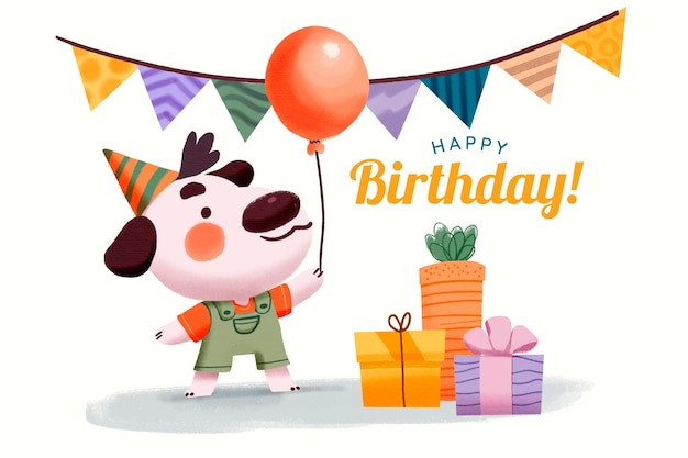 Vector watercolor birthday background