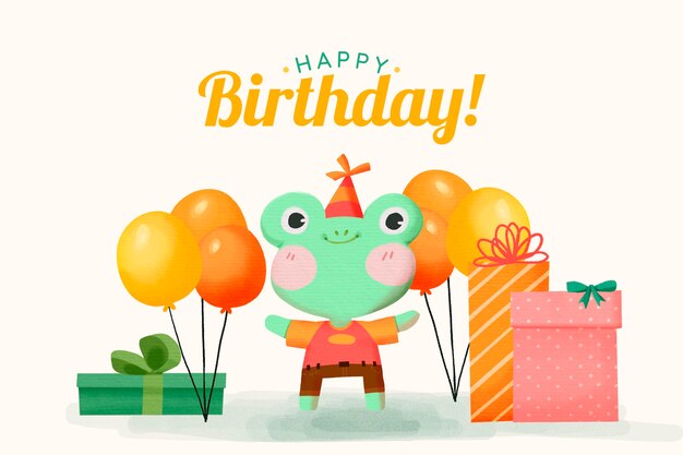 Vector watercolor birthday background