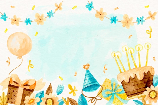 Vector watercolor birthday background