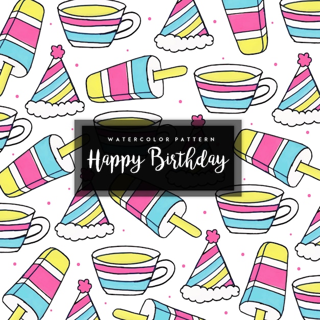 Watercolor Birthday Pattern Background