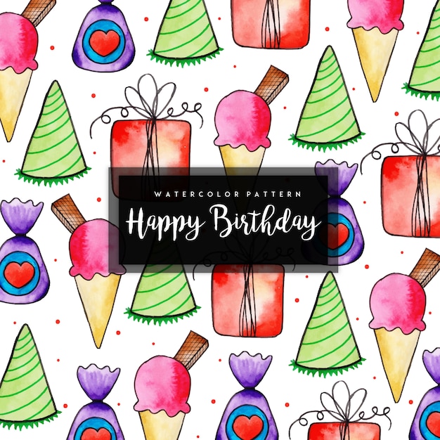 Vector watercolor birthday pattern background