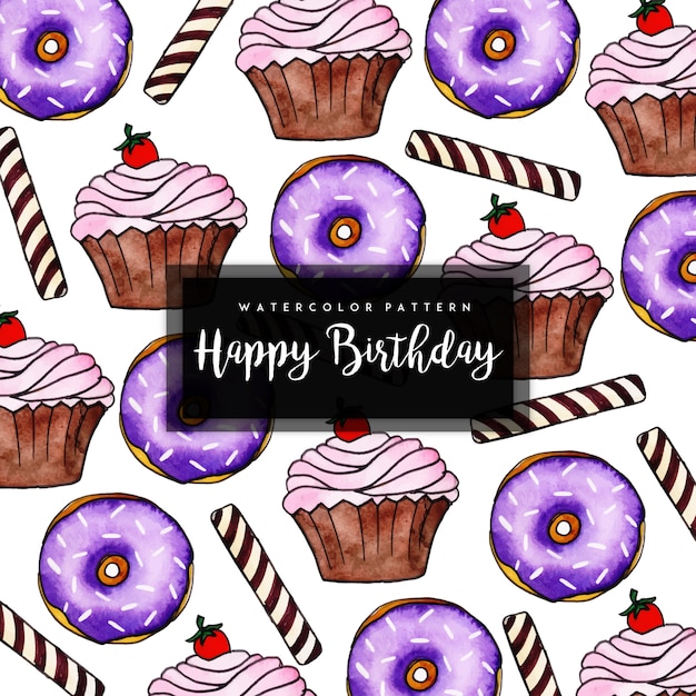 Watercolor birthday pattern background