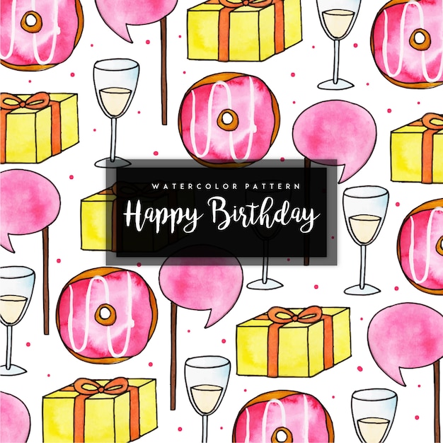 Watercolor Birthday Pattern Background