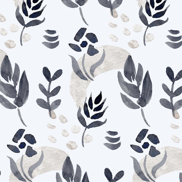 Vector watercolor black floral pattern