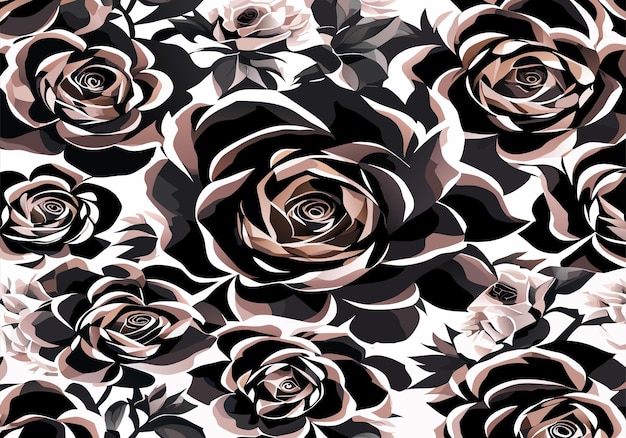 watercolor black rose pattern background