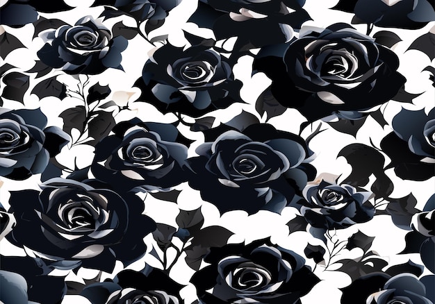 watercolor black rose pattern background