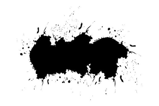 Watercolor black splash blood spatter spot liquid drop vector on white background