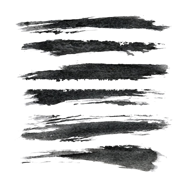 Watercolor black vector brush strokes Hand draws ink brush stroke collection