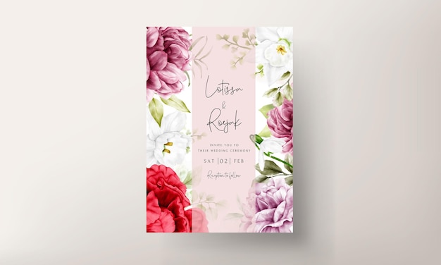 watercolor blooming floral wedding invitation template