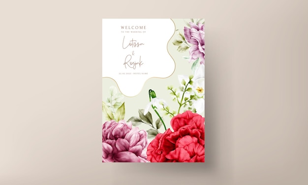 watercolor blooming floral wedding invitation template