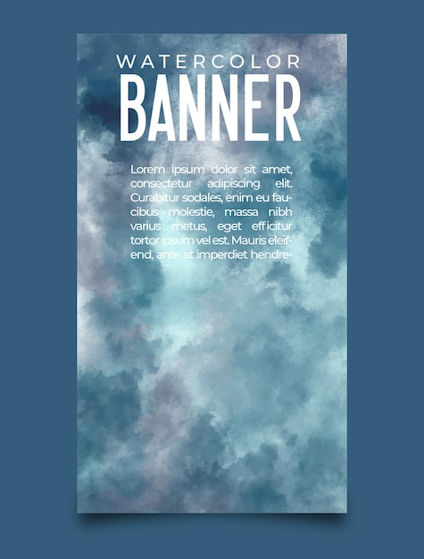 watercolor blue banner background template