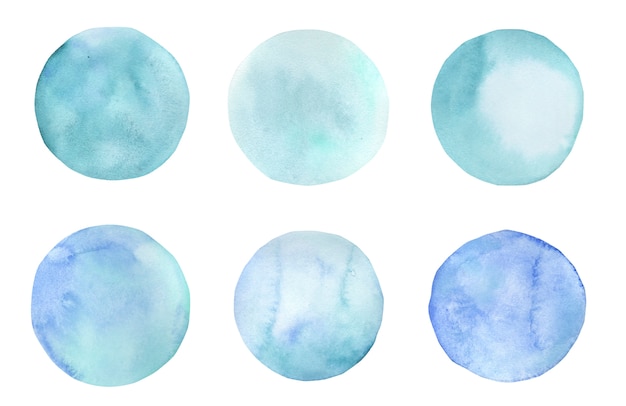 Vector watercolor blue collection, moon