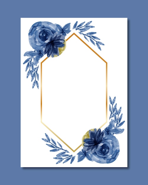 Watercolor blue flower frame background