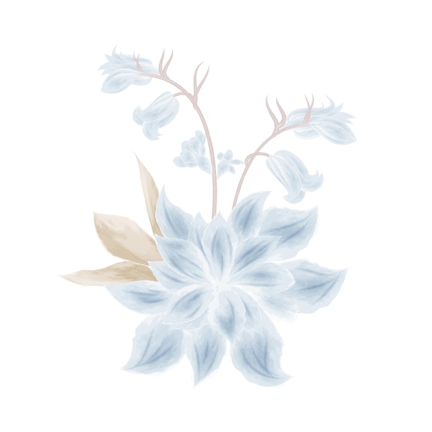 Vector watercolor blue flower