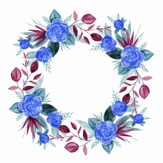 Vector watercolor blue flowers frame