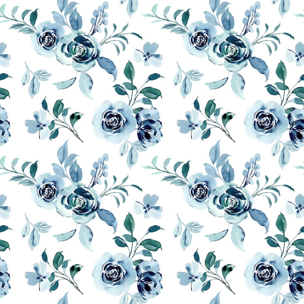 Premium Vector | Watercolor blue green rose flower seamless pattern