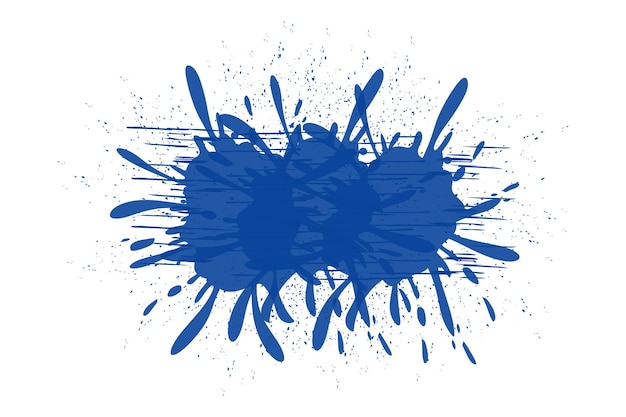 Watercolor blue ink splash blood spatter spot liquid drop vector on white background