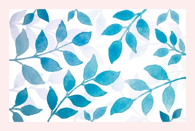 Vector watercolor blue leaves background