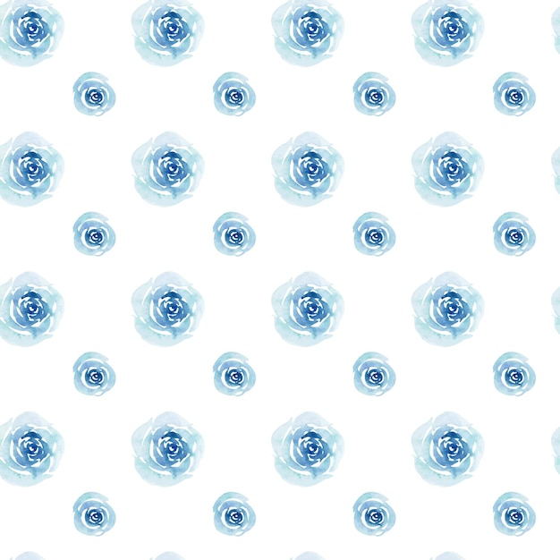 Watercolor blue roses seamless pattern isolated on a white background