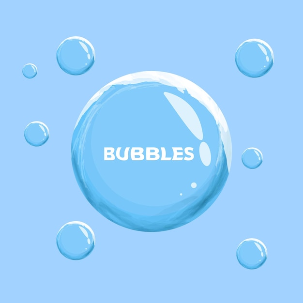 Watercolor blue shiny bubbles background Premium Vector