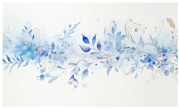 Watercolor blue vector flowers