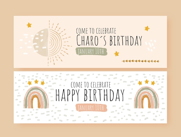 Banner di compleanno boho acquerello