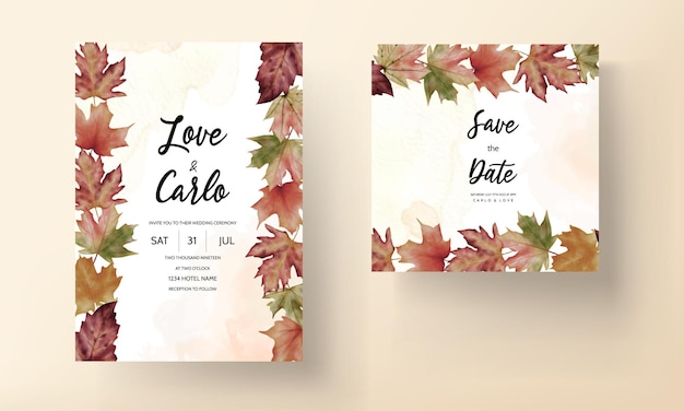 Watercolor boho floral wedding invitation card