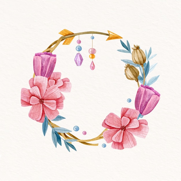 Watercolor boho frame design